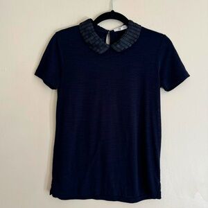 Madewell blue tee with sequin collar